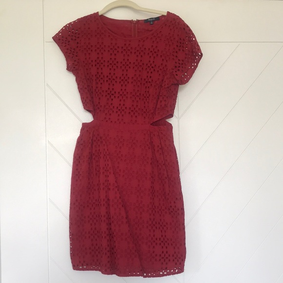 Madewell red eyelet dress size 0 - Picture 3 of 6